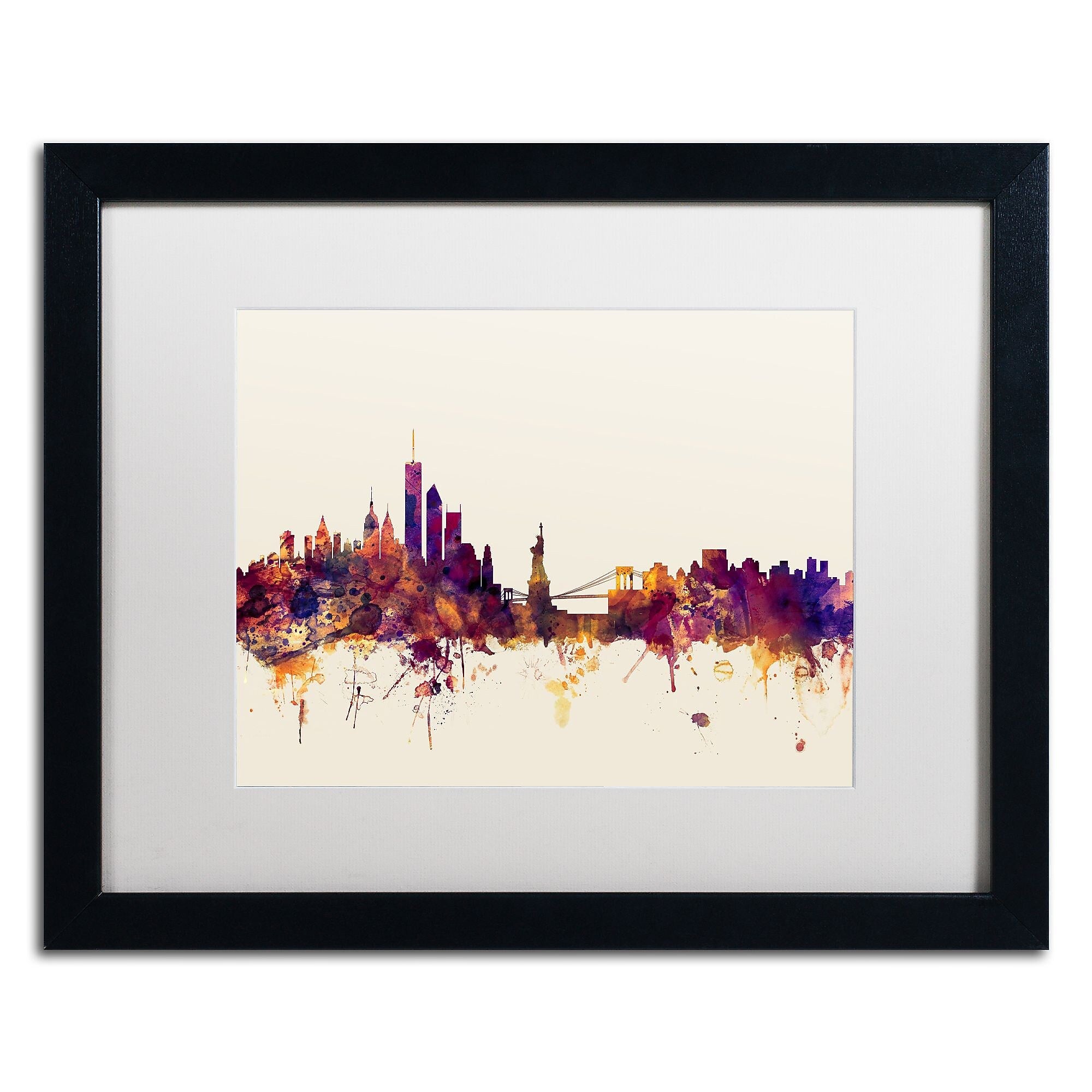 Trademark Fine Art ''New York Skyline IX'' by Michael Tompsett 16" x 20" White Matted Black Frame (MT0804-B1620MF)