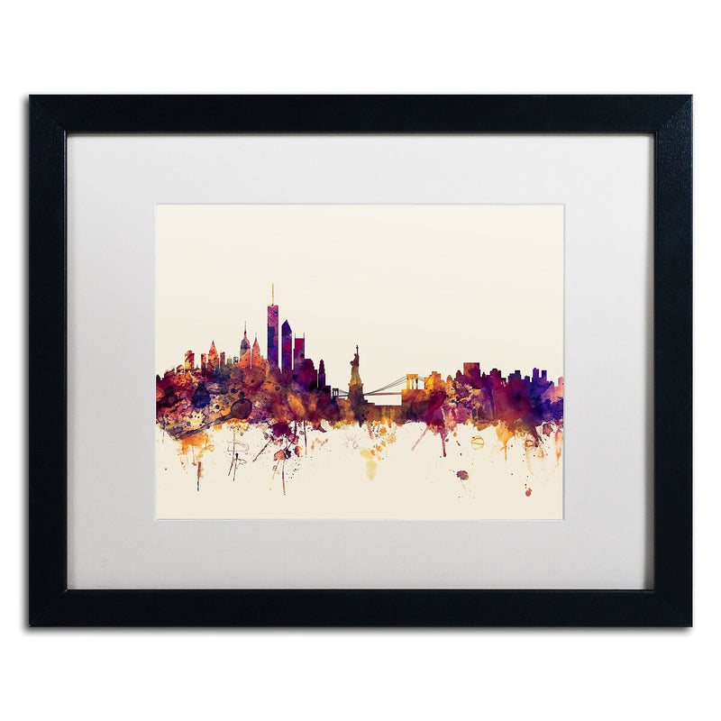 Trademark Fine Art ''New York Skyline IX'' by Michael Tompsett 16" x 20" White Matted Black Frame (MT0804-B1620MF)