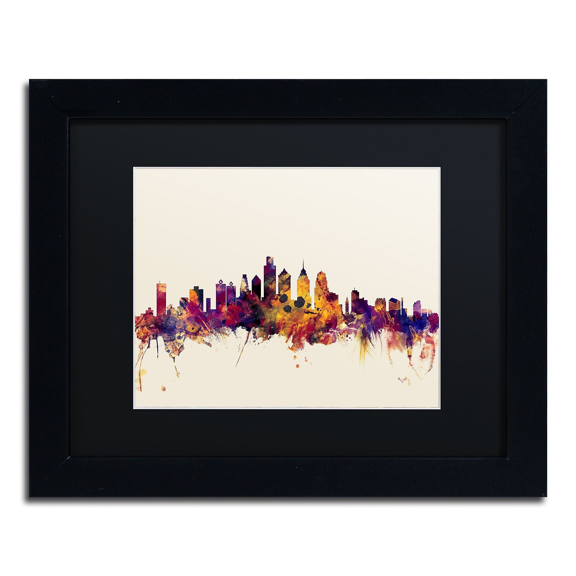 Trademark Fine Art ''Philadelphia Skyline IV'' by Michael Tompsett 11" x 14"Black Frame (MT0806-B1114BMF)