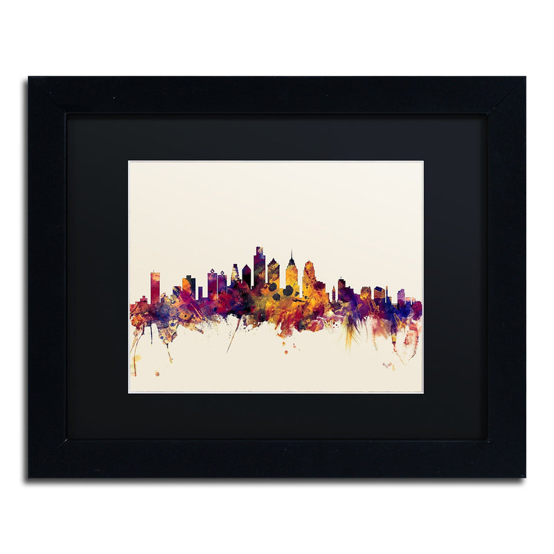 Trademark Fine Art ''Philadelphia Skyline IV'' by Michael Tompsett 11" x 14"Black Frame (MT0806-B1114BMF)