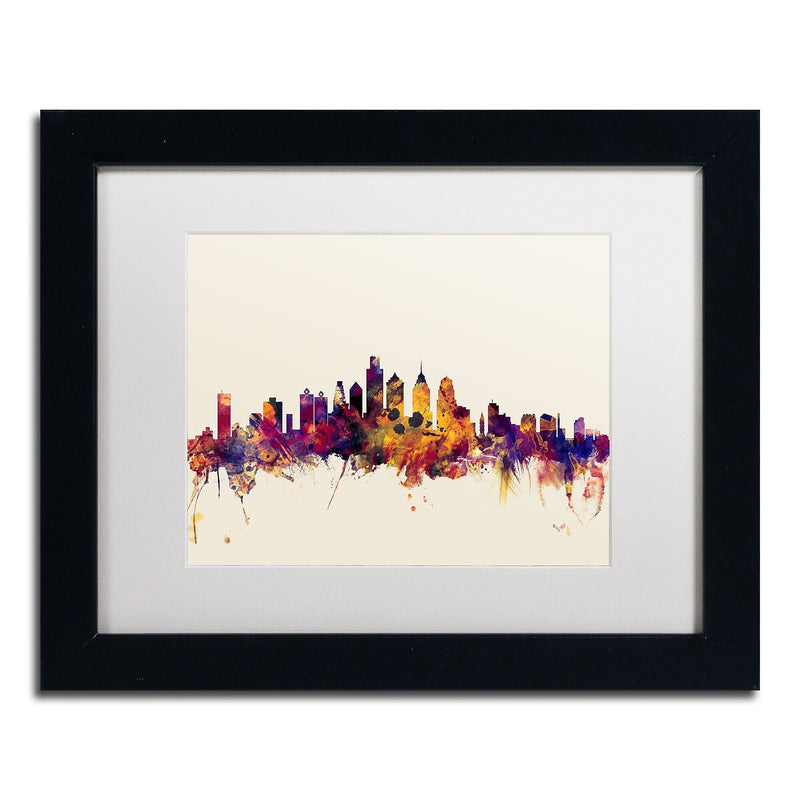 Trademark Fine Art ''Philadelphia Skyline IV'' by Michael Tompsett 11" x 14" Black Frame (MT0806-B1114MF)