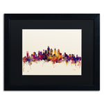 Trademark Fine Art ''Philadelphia Skyline IV'' by Michael Tompsett 16" x 20" Black Matted Black Frame (MT0806-B1620BMF)