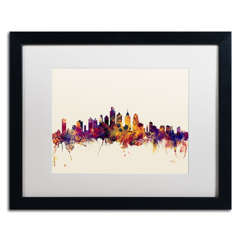 Trademark Fine Art ''Philadelphia Skyline IV'' by Michael Tompsett 16" x 20" White Matted Black Frame (MT0806-B1620MF)