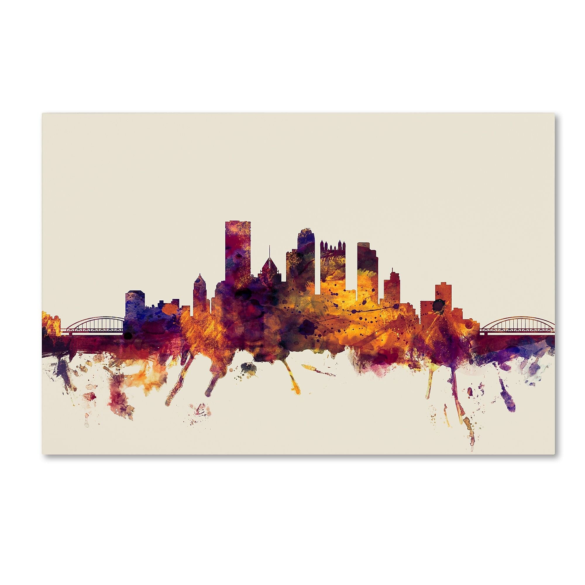 Trademark Fine Art ''Pittsburgh Pennsylvania Skyline'' by Michael Tompsett 30" x 47" Canvas Art (MT0807-C3047GG)