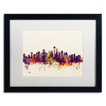 Trademark Fine Art ''Seattle Washington Skyline IV'' by Michael Tompsett 16" x 20" White Matted Black Frame (MT0809-B1620MF)