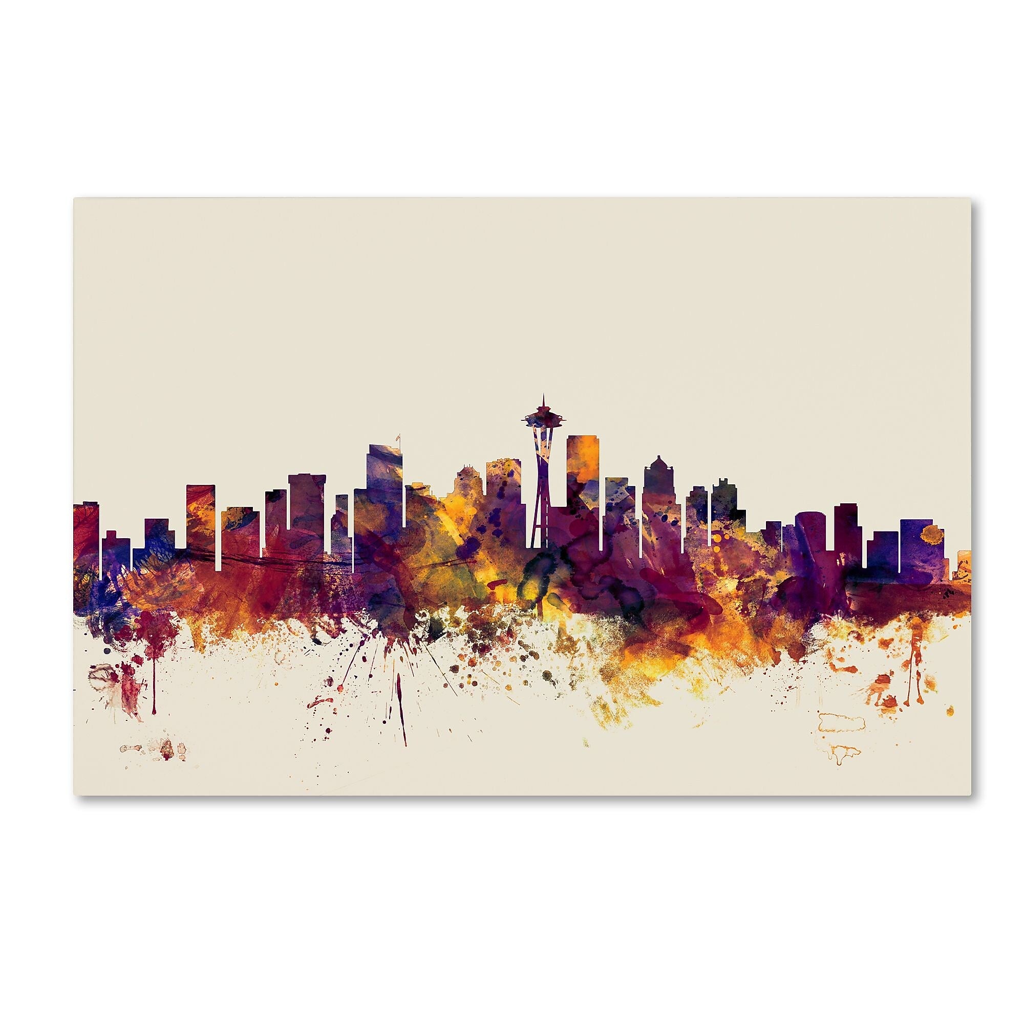 Trademark Fine Art ''Seattle Washington Skyline'' by Michael Tompsett 30" x 47" Canvas Art (MT0809-C3047GG)