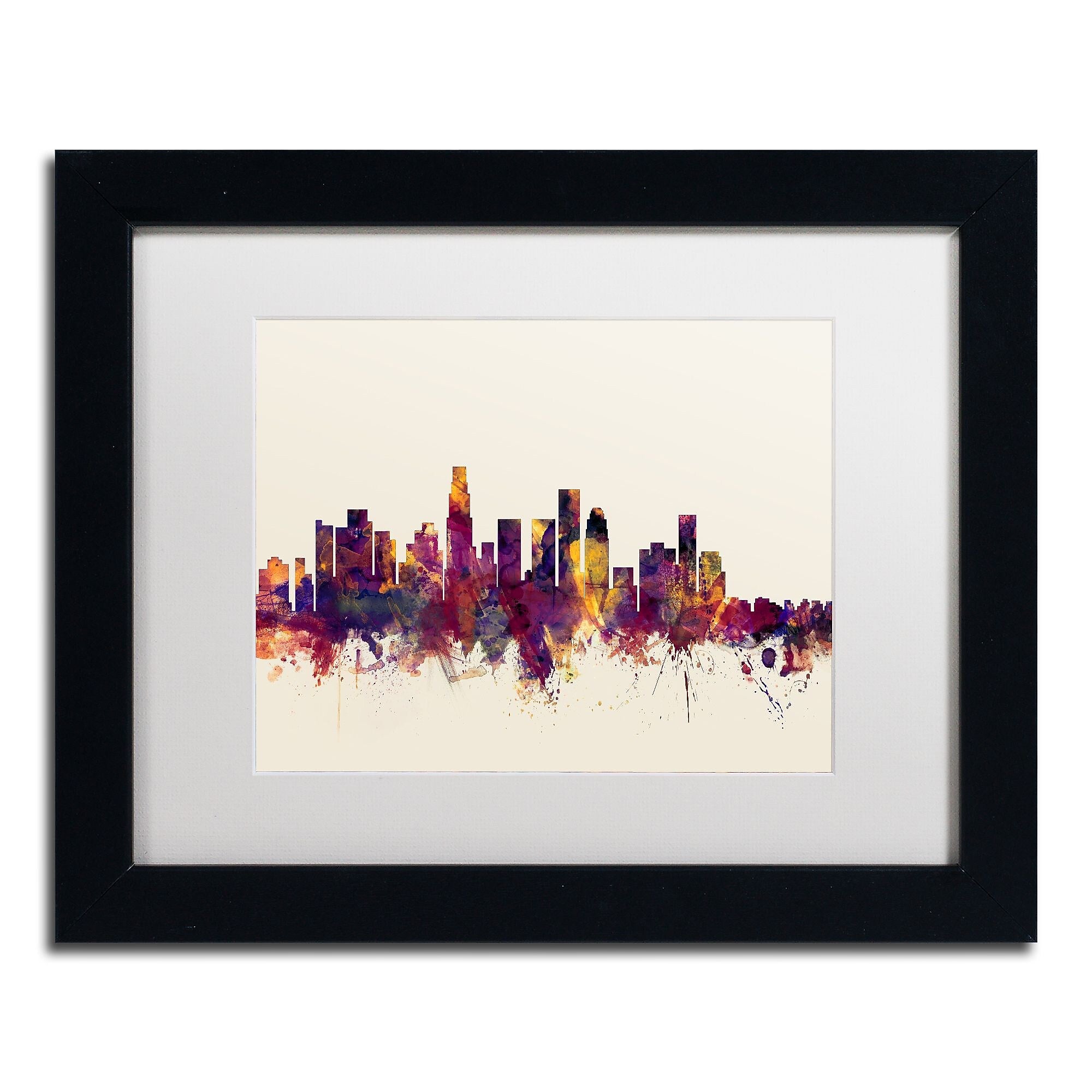 Trademark Fine Art ''Los Angeles California Skyline IV'' by Michael Tompsett 11" x 14" Black Frame (MT0810-B1114MF)