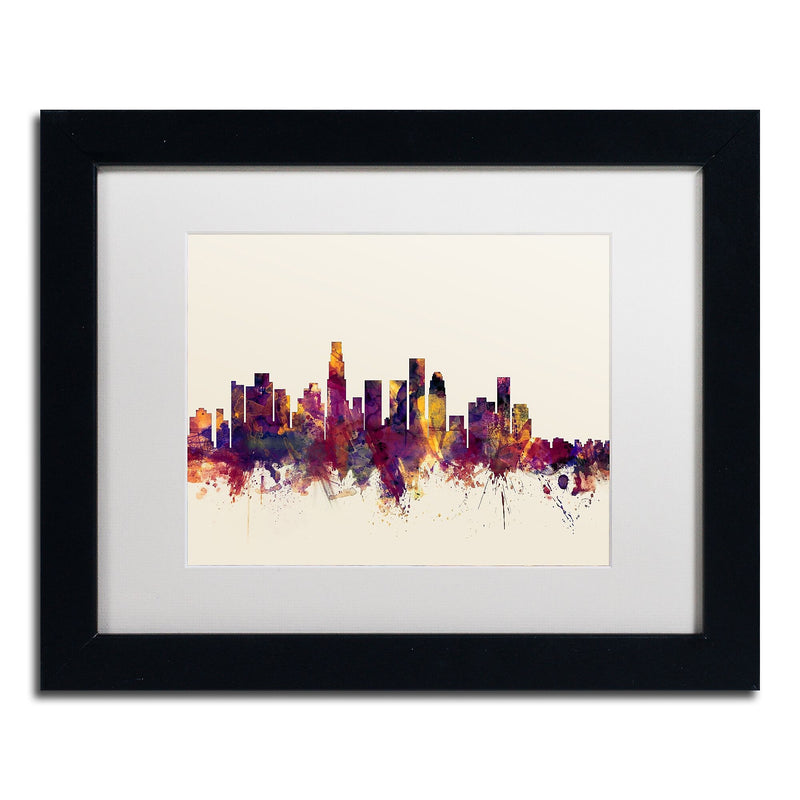 Trademark Fine Art ''Los Angeles California Skyline IV'' by Michael Tompsett 11" x 14" Black Frame (MT0810-B1114MF)