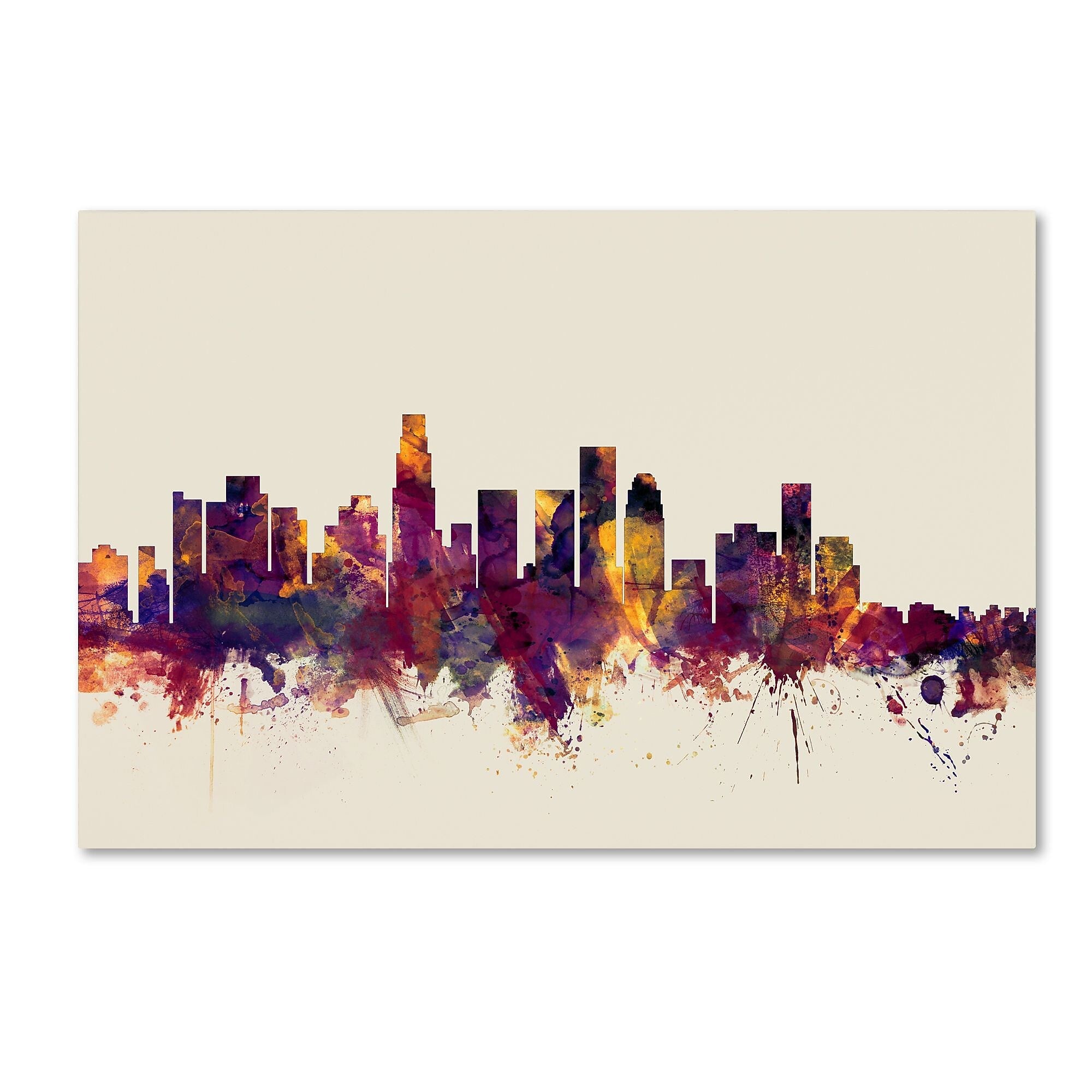 Trademark Fine Art ''Los Angeles California Skyline'' by Michael Tompsett 30" x 47" Canvas Art (MT0810-C3047GG)