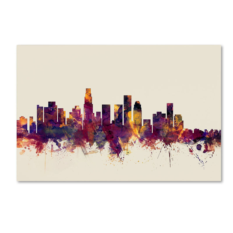 Trademark Fine Art ''Los Angeles California Skyline'' by Michael Tompsett 30" x 47" Canvas Art (MT0810-C3047GG)