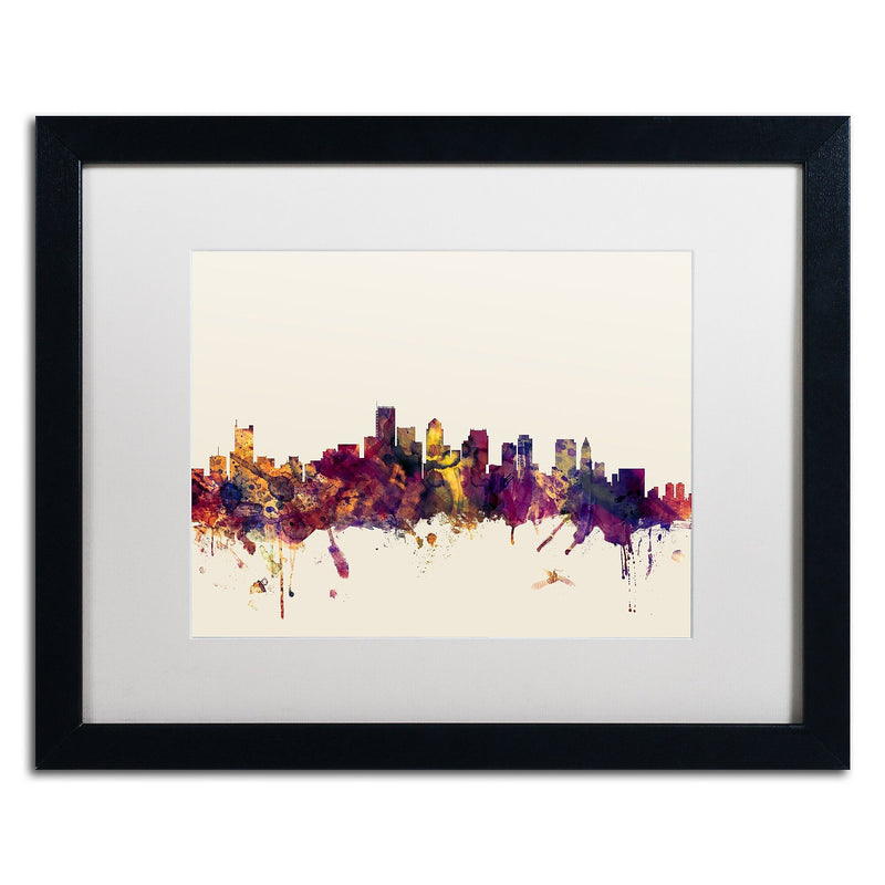 Trademark Fine Art ''Boston Massachusetts Skyline III'' by Michael Tompsett 16" x 20" White Matted Black Frame (MT0811-B1620MF)