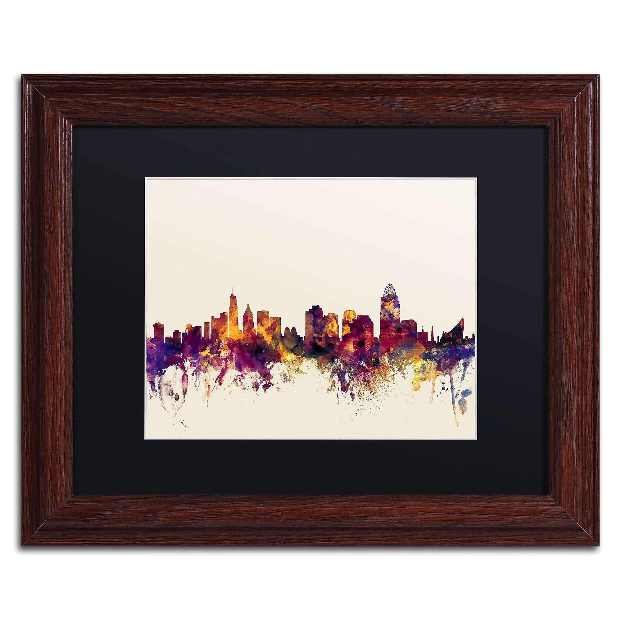 Trademark Fine Art ''Cincinnati Ohio Skyline IV'' by Michael Tompsett 11" x 14" Wood Frame (MT0812-W1114BMF)