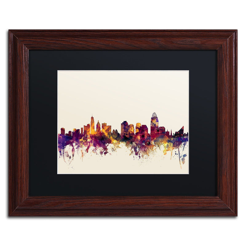 Trademark Fine Art ''Cincinnati Ohio Skyline IV'' by Michael Tompsett 11" x 14" Wood Frame (MT0812-W1114BMF)