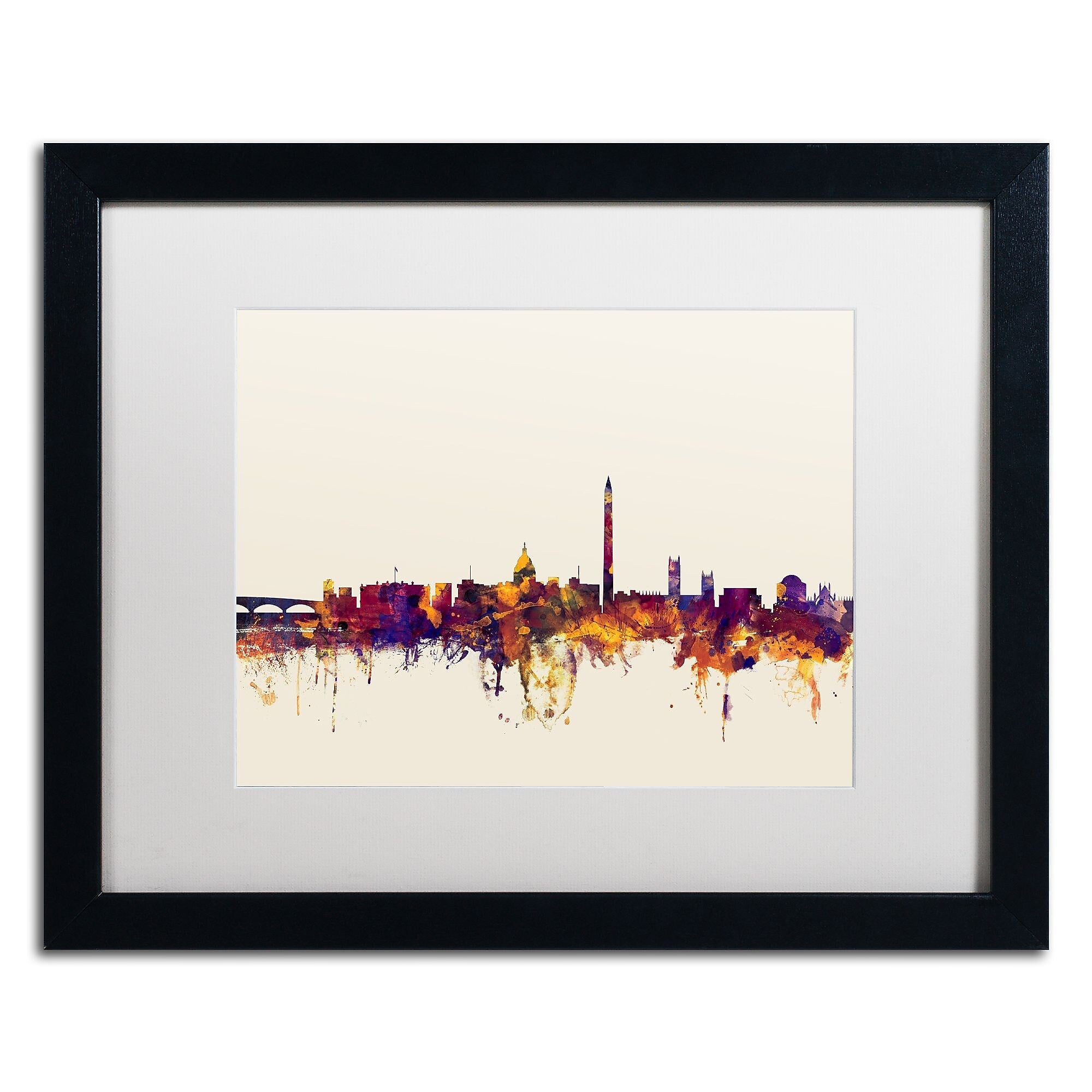 Trademark Fine Art ''Washington DC Skyline V'' by Michael Tompsett 16" x 20" White Matted Black Frame (MT0813-B1620MF)