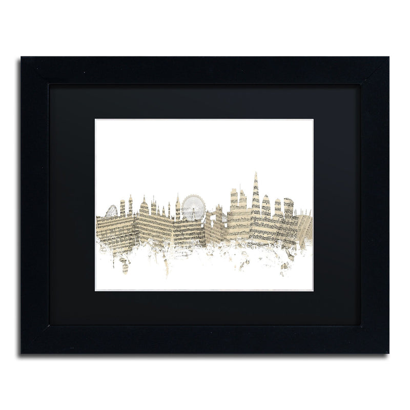 Trademark Fine Art ''London Skyline Sheet Music'' by Michael Tompsett 11" x 14" Black Frame (MT0815-B1114BMF)
