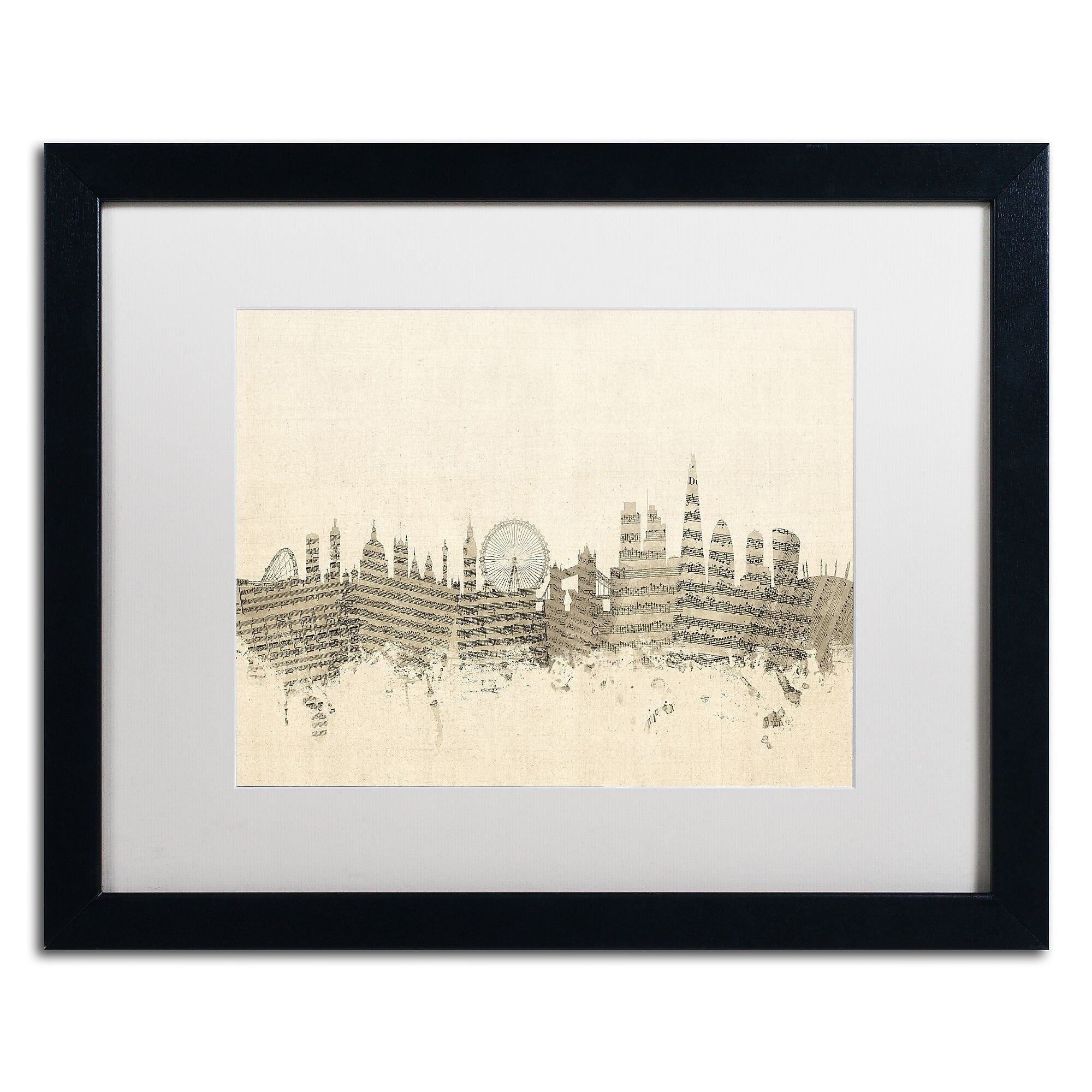 Trademark Fine Art ''London Skyline Sheet Music'' by Michael Tompsett 16" x 20" White Matted Black Frame (MT0816-B1620MF)
