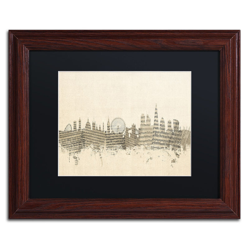Trademark Fine Art ''London Skyline Sheet Music'' by Michael Tompsett 11" x 14" Wood Frame (MT0816-W1114BMF)