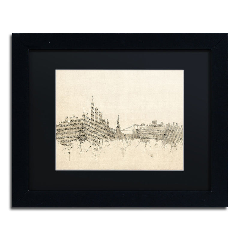Trademark Fine Art ''New York Skyline Sheet Music II'' by Michael Tompsett 11" x 14" Black Frame (MT0822-B1114BMF)
