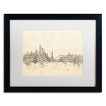 Trademark Fine Art ''New York Skyline Sheet Music II'' by Michael Tompsett 16" x 20" White Matted Black Frame (MT0822-B1620MF)