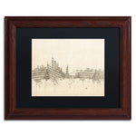 Trademark Fine Art ''New York Skyline Sheet Music II'' by Michael Tompsett 11" x 14" Wood Frame (MT0822-W1114BMF)