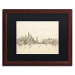Trademark Fine Art ''New York Skyline Sheet Music II'' by Michael Tompsett 16" x 20" Black Matted Wood Frame (MT0822-W1620BMF)
