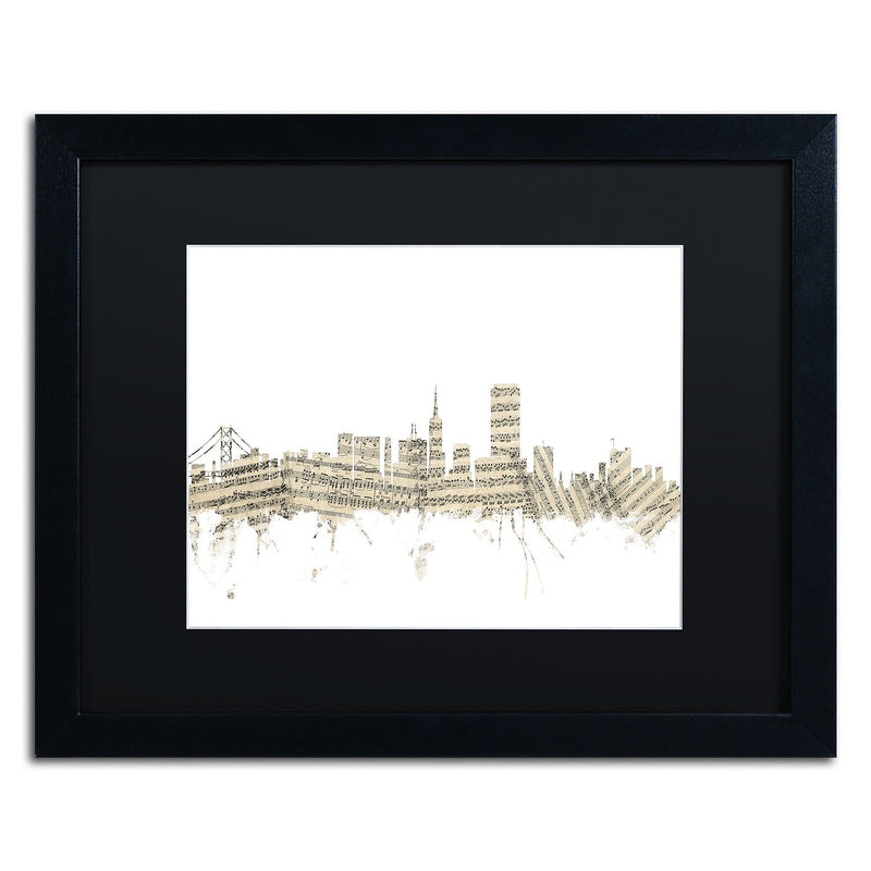 Trademark Fine Art ''San Francisco Skyline Sheet Music'' by Michael Tompsett 16" x 20" Black Matted (MT0823-B1620BMF)