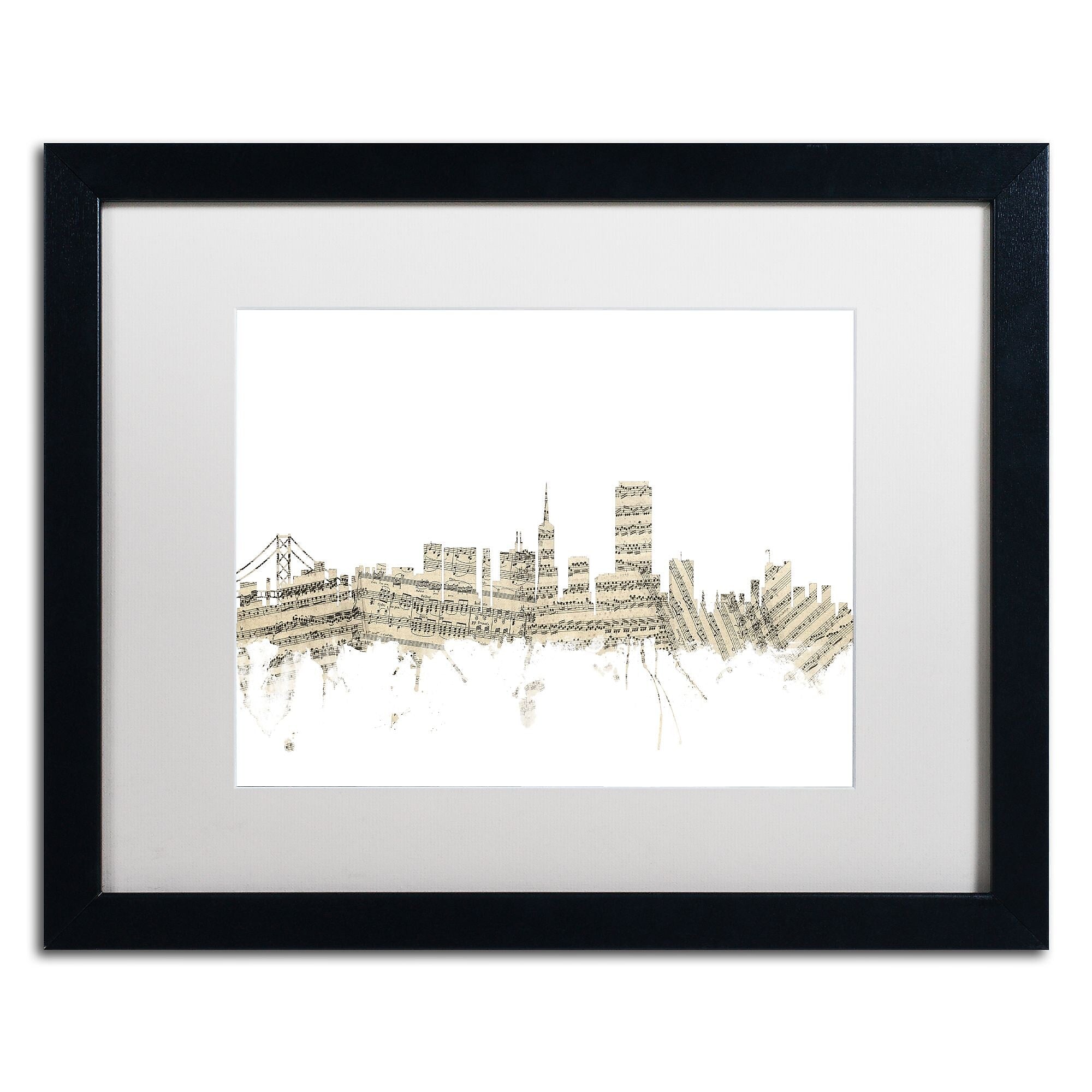 Trademark Fine Art ''San Francisco Skyline Sheet Music'' by Michael Tompsett 16" x 20" White Matted (MT0823-B1620MF)