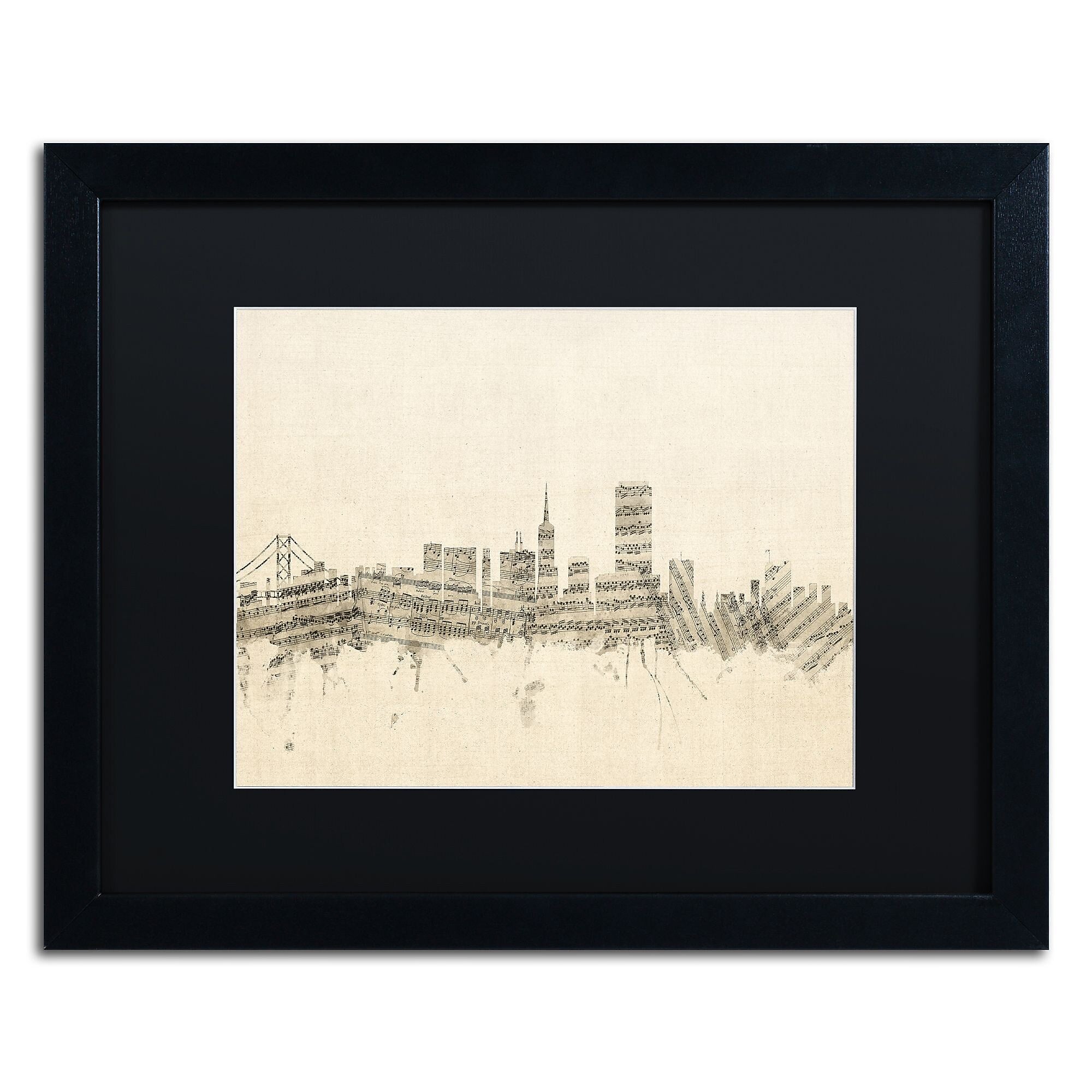 Trademark Fine Art ''san Francisco Sheet Music II'' by Michael Tompsett 16" x 20"  Black Frame (MT0824-B1620BMF)