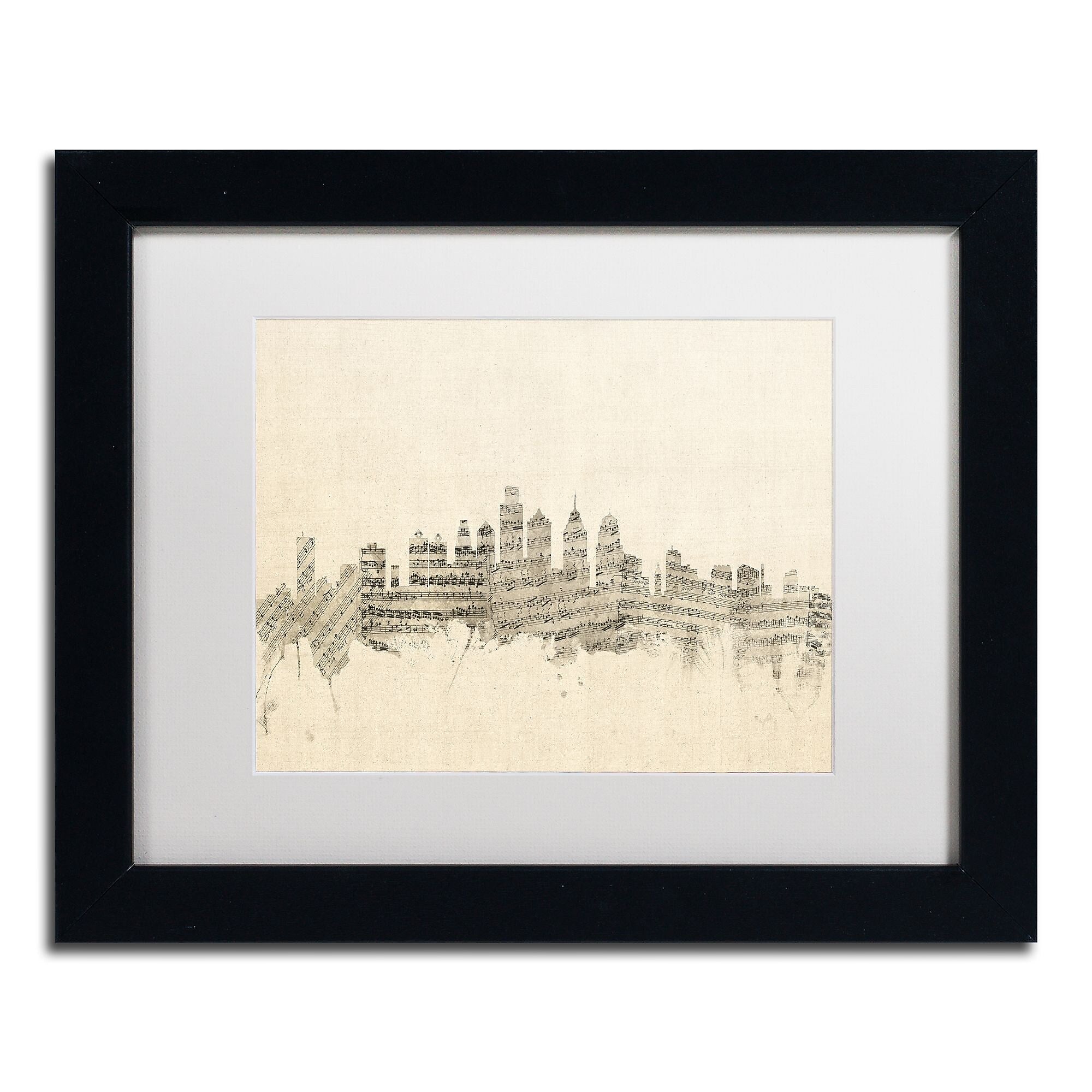 Trademark Fine Art ''Philadelphia Sheet Music II'' by Michael Tompsett 11" x 14" Black Frame (MT0826-B1114MF)