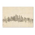 Trademark Fine Art ''Philadelphia Skyline Sheet Music'' by Michael Tompsett 12" x 19" Canvas Art (MT0826-C1219GG)