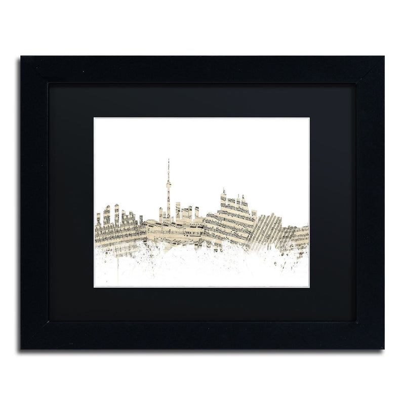 Trademark Fine Art ''Toronto Skyline Sheet Music'' by Michael Tompsett 11" x 14" Black Frame (MT0831-B1114BMF)