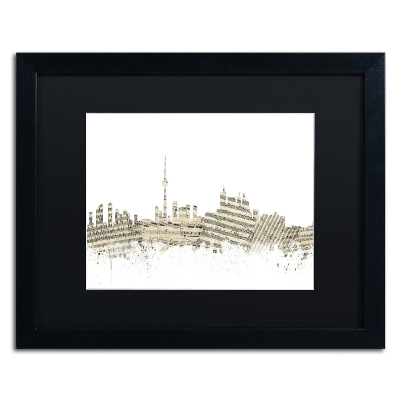 Trademark Fine Art ''Toronto Skyline Sheet Music'' by Michael Tompsett 16" x 20" Black Matted Black Frame (MT0831-B1620BMF)