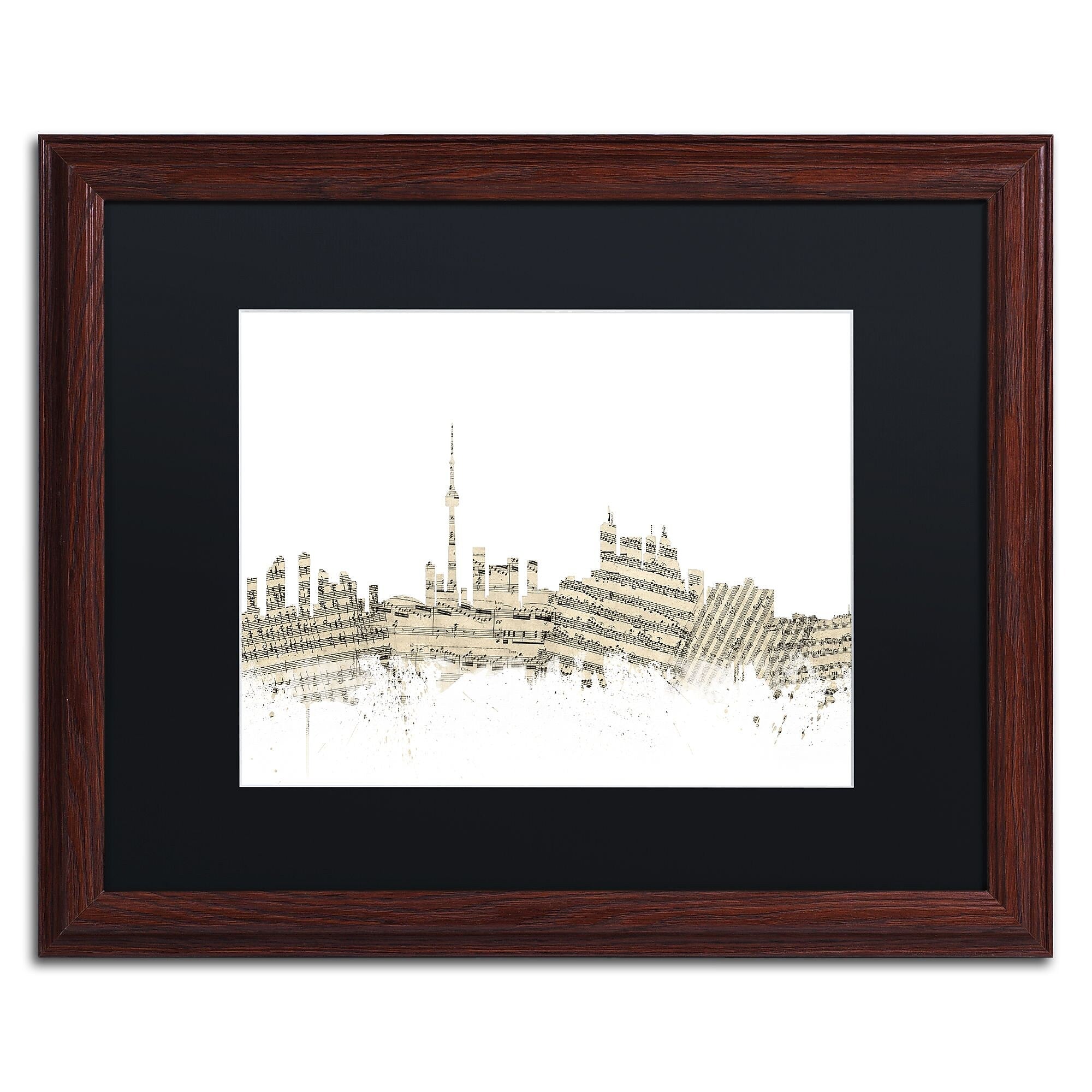 Trademark Fine Art ''Toronto Skyline Sheet Music'' by Michael Tompsett 16" x 20" Black Matted Wood Frame (MT0831-W1620BMF)