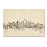 Trademark Fine Art ''Seattle Washington Skyline Sheet Music'' by Michael Tompsett 12" x 19" Canvas Art (MT0832-C1219GG)