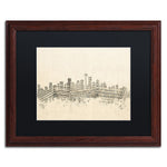 Trademark Fine Art ''Seattle Skyline Sheet Music'' by Michael Tompsett 16" x 20" Black Matted Wood Frame (MT0832-W1620BMF)
