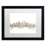 Trademark Fine Art ''Seattle Skyline Sheet Music'' by Michael Tompsett 16" x 20" White Matted Black Frame (MT0833-B1620MF)