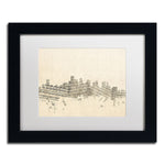 Trademark Fine Art ''Boston Skyline Sheet Music'' by Michael Tompsett 11" x 14" Black Frame (MT0834-B1114MF)