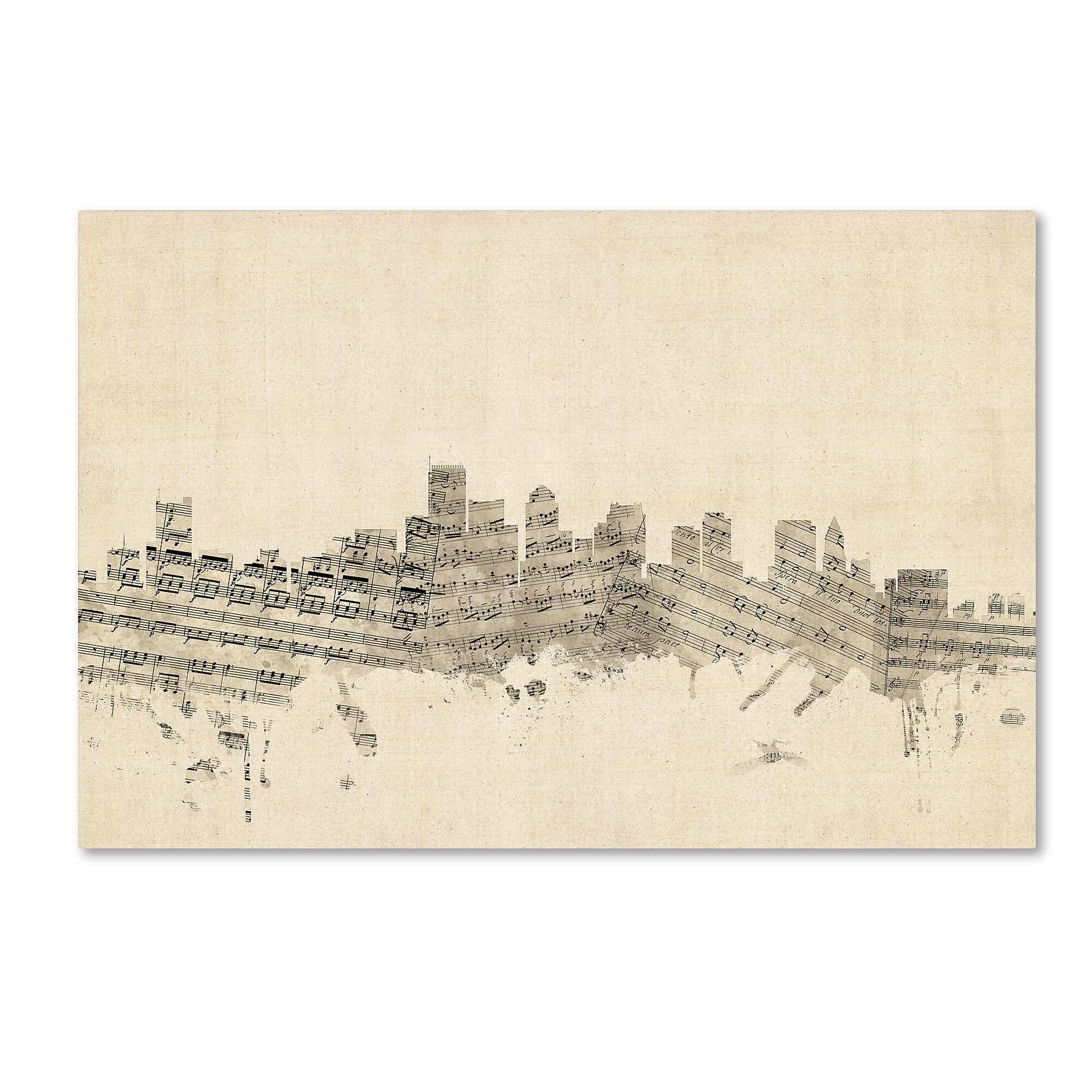 Trademark Fine Art ''Boston Massachusetts Skyline Sheet Music'' by Michael Tompsett 12" x 19" Canvas Art (MT0834-C1219GG)