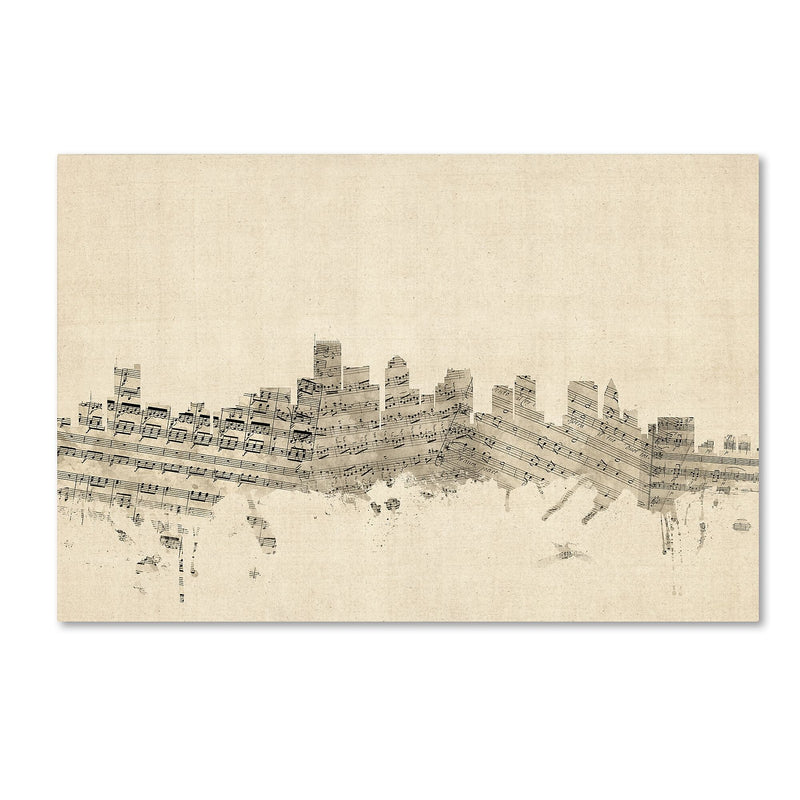 Trademark Fine Art ''Boston Massachusetts Skyline Sheet Music'' by Michael Tompsett 12" x 19" Canvas Art (MT0834-C1219GG)