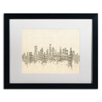 Trademark Fine Art ''Houston Texas Skyline Sheet Music'' by Michael Tompsett 16" x 20" White Matted Black Frame (MT0836-B1620MF)