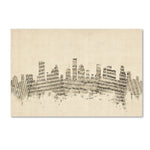 Trademark Fine Art ''Houston Texas Skyline Sheet Music'' by Michael Tompsett 14" x 19" Canvas Art (MT0836-C1419GG)