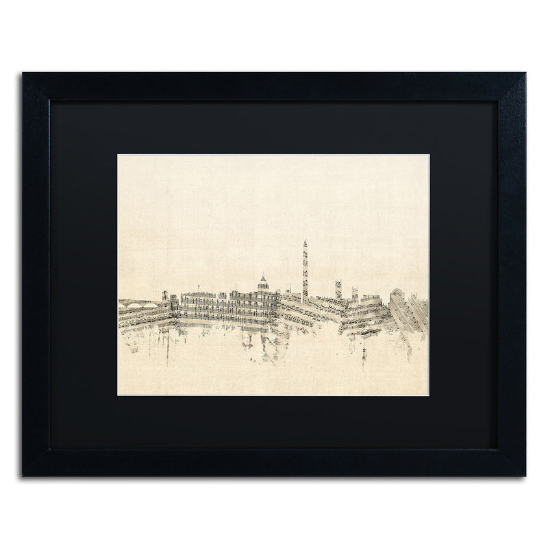 Trademark Fine Art ''Washington DC Skyline Sheet Music'' by Michael Tompsett 16" x 20" Black Frame (MT0840-B1620BMF)