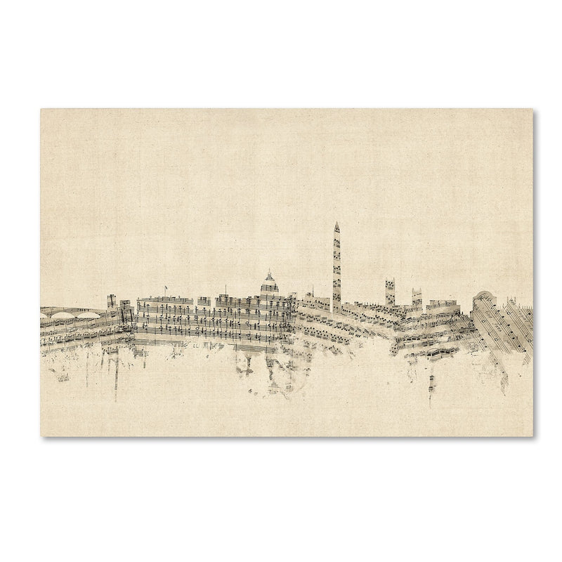 Trademark Fine Art ''Washington DC Skyline Sheet Music'' by Michael Tompsett 12" x 19" Canvas Art (MT0840-C1219GG)