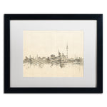 Trademark Fine Art ''Berlin Skyline Sheet Music'' by Michael Tompsett 16" x 20" White Matted Black Frame (MT0842-B1620MF)