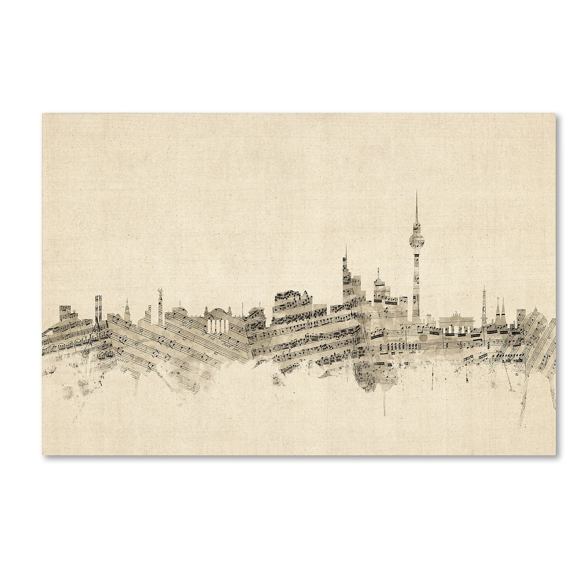 Trademark Fine Art ''Berlin Germany Skyline Sheet Music'' by Michael Tompsett 30" x 47" Canvas Art (MT0842-C3047GG)