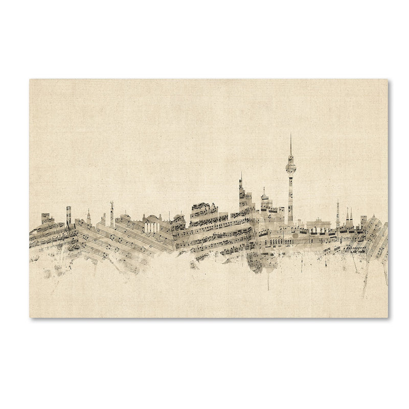 Trademark Fine Art ''Berlin Germany Skyline Sheet Music'' by Michael Tompsett 30" x 47" Canvas Art (MT0842-C3047GG)