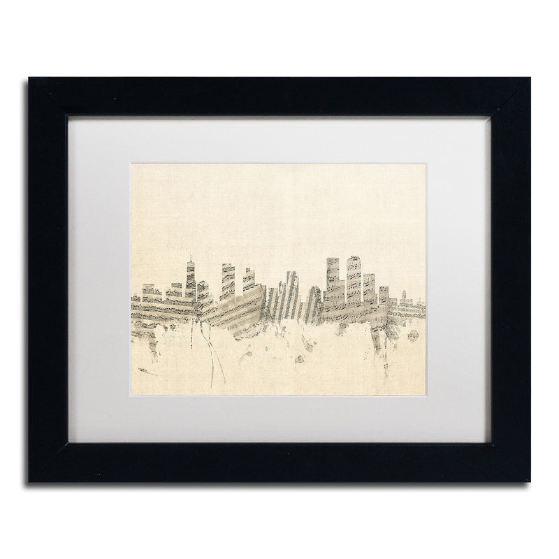 Trademark Fine Art ''Denver Skyline Sheet Music'' by Michael Tompsett 11" x 14" Black Frame (MT0844-B1114MF)