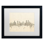 Trademark Fine Art ''Denver Skyline Sheet Music'' by Michael Tompsett 16" x 20" White Matted Black Frame (MT0844-B1620MF)
