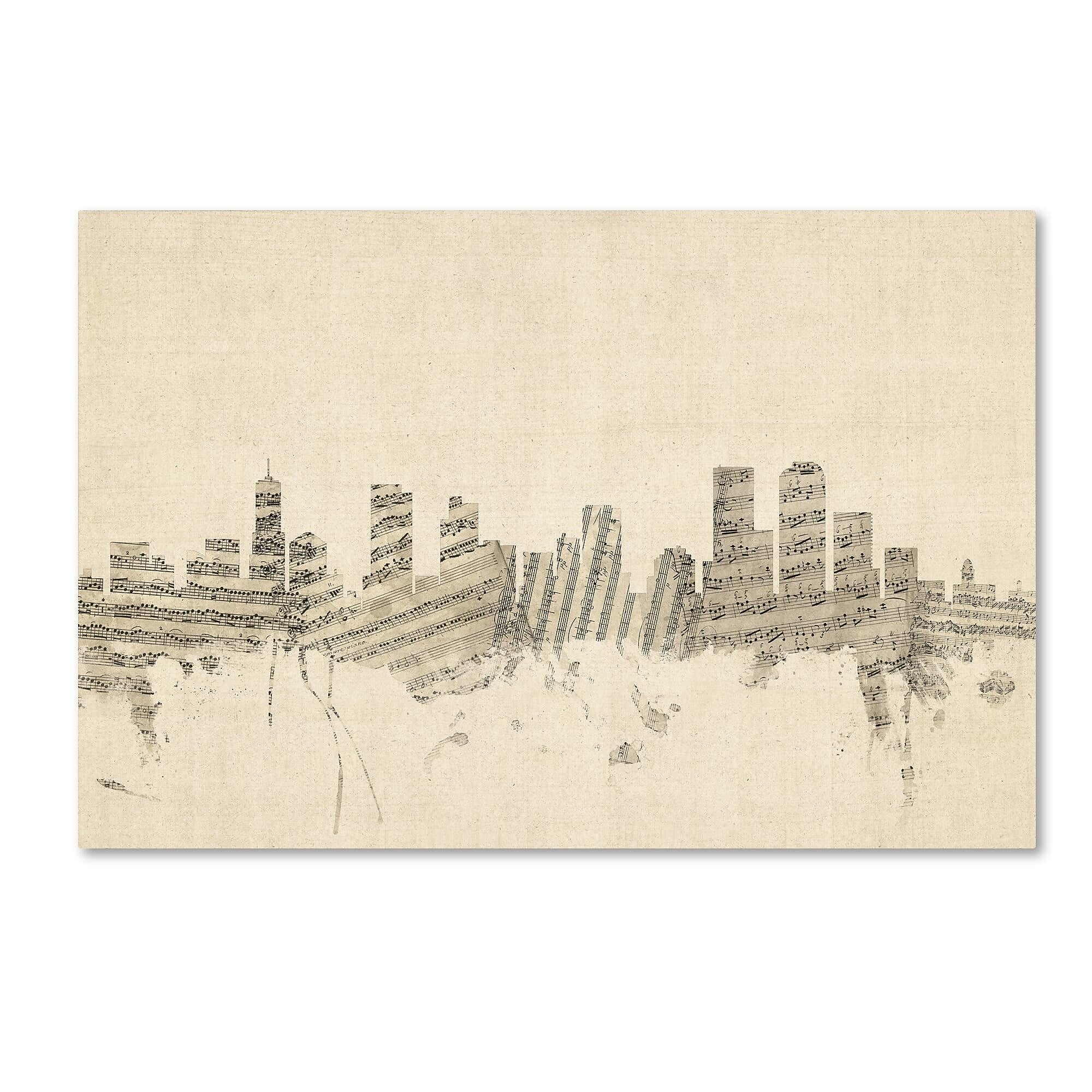 Trademark Fine Art ''Denver Colorado Skyline Sheet Music'' by Michael Tompsett 12" x 19" Canvas Art (MT0844-C1219GG)