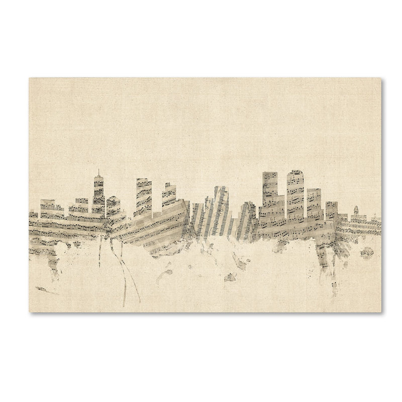 Trademark Fine Art ''Denver Colorado Skyline Sheet Music'' by Michael Tompsett 12" x 19" Canvas Art (MT0844-C1219GG)